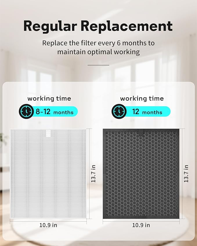 5510 5520 Replacement Filter Q Compatible with Winix 5510 and 5520 Air Purifier,Activated Carbon Filter Combo, Part# 1712-0123-00,2 Sets Totally 4pcs