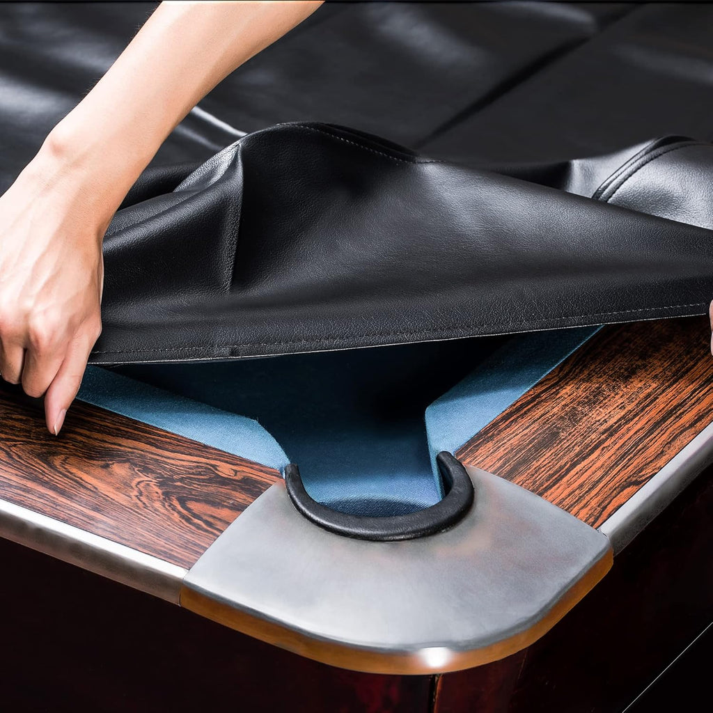 Heavy Duty Leatherette Billiard Pool Table Cover,Waterproof&Tearproof Cover for Pool Table,7/8/9 Foot Fitted (9FT/Black)