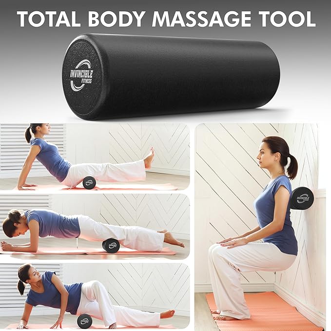 Invincible Fitness EPP Foam Roller for Deep Tissue Massage – Enhance Recovery, Relieve Pain, and Boost Mobility for a Stronger, Healthier You (Black)-FlexoryFit