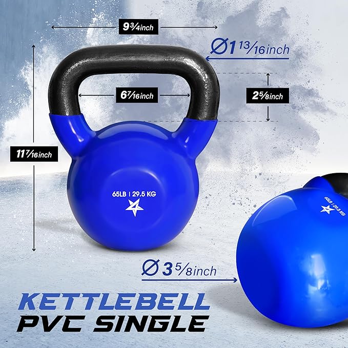 Yes4All 5-100 LB Kettlebells Vinyl Coated Cast Iron for Dumbbell Weights Exercises, Gym, Fitness, Full Body Workout Equipment Push up, Grip and Strength Training-FlexoryFit