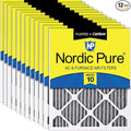 Nordic Pure 16x24x1 (15 1/2 x 23 1/2 x 3/4) Furnace Air Filters MERV 10 Pleated Plus Carbon 12 Pack