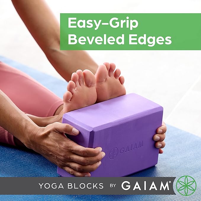 Gaiam Yoga Block - Supportive Latex-Free Eva Foam - Soft Non-Slip Surface with Beveled Edges for Yoga, Pilates, Meditation - Yoga Accessories for Stability, Balance, Deepen Stretches-FlexoryFit