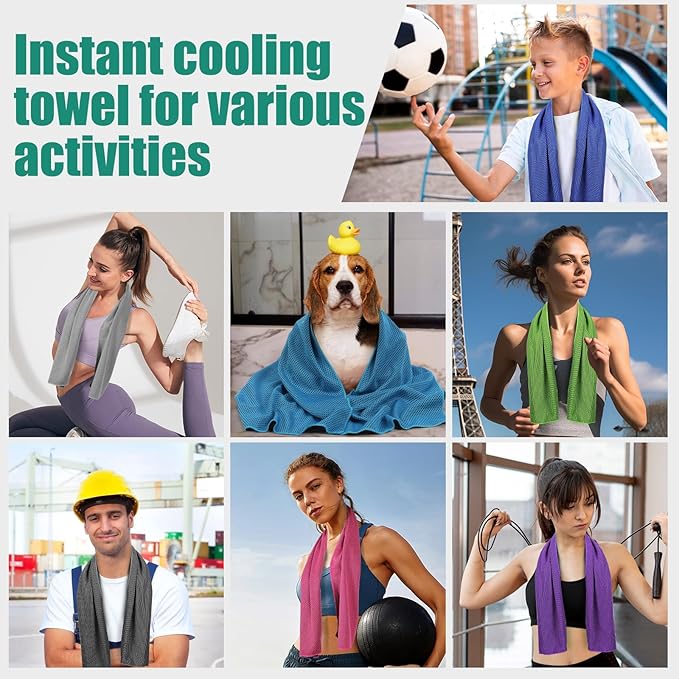 Cooling Towels Pack of 30, 40"*12" Neck Cool Towel Bulk, Cold Towels for Neck and Face, Cooling Rags Sports Towel for Hot Weather, Running, Soccer, Yoga, Gym, Golf-FlexoryFit
