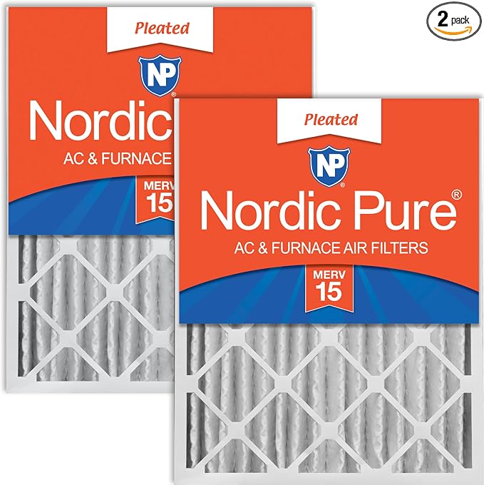 Nordic Pure 16x25x4 Pleated MERV 15 Air Filters 2 Pack by NordicPure