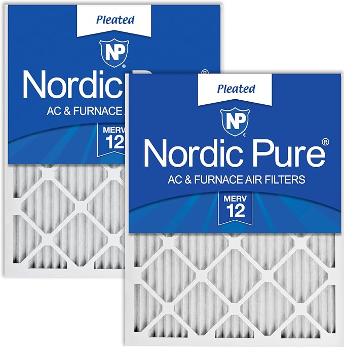 Nordic Pure 16x25x1 Pleated MERV 12 Air Filters 2 Pack by NordicPure