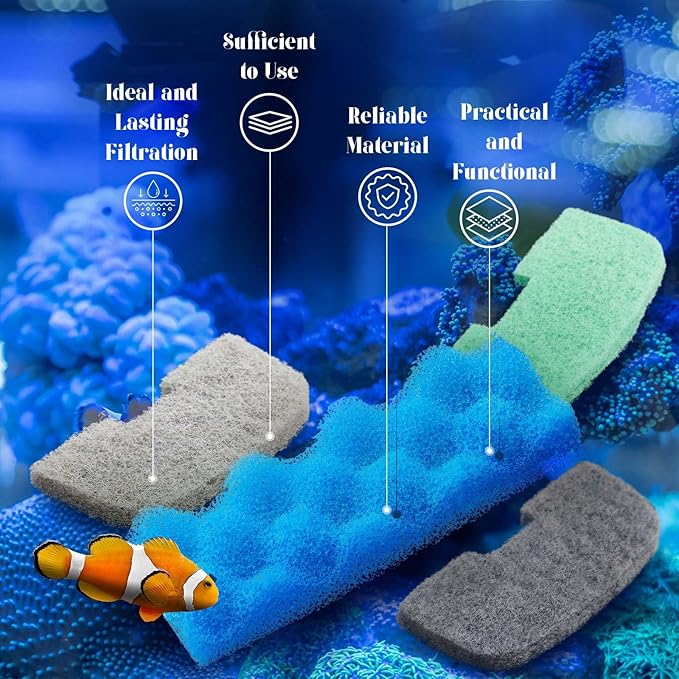 40 Pcs Replacement Filter Media Kit Compatible with Fluval 206/207, Aquarium Filters Set Including 4 Biological Foams, 36 Ammonia/Phosphate/Nitrite Remover
