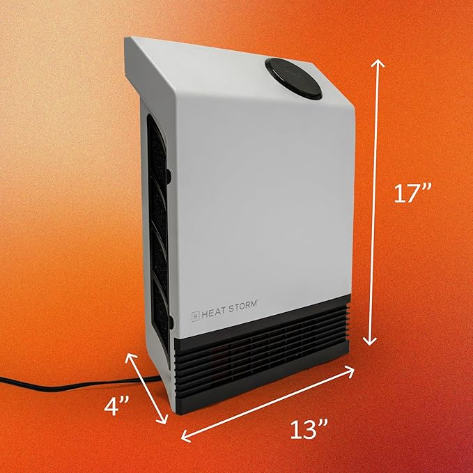 Heat Storm Deluxe Space 1000 Watt Infrared Wall Mount Electric Heater, White