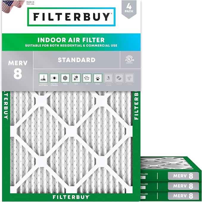 Filterbuy 19.88x21.5x1 Air Filter MERV 8 Essential Dust & Allergy Defense by Filterbuy
