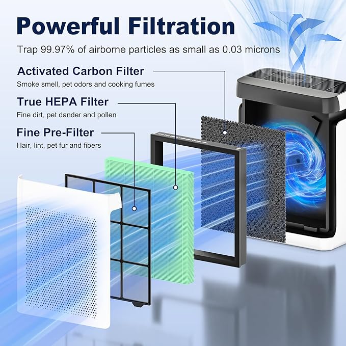 Vital 200S Toxin Absorber Replacement Filter for LEVOIT Vital 200S and Vital 200S-P Air Purifier, True HEPA and High-Efficiency Activated Carbon Filter, Vital 200S-RF-TX, 2 Pack, Green