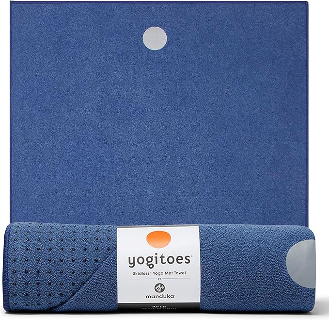 Manduka Yogitoes Yoga Towel – Rubber Grip Dots Non-Slip Bottom, Quick Dry Fitness Towel for Hot Yoga, Pilates, Exercise-FlexoryFit