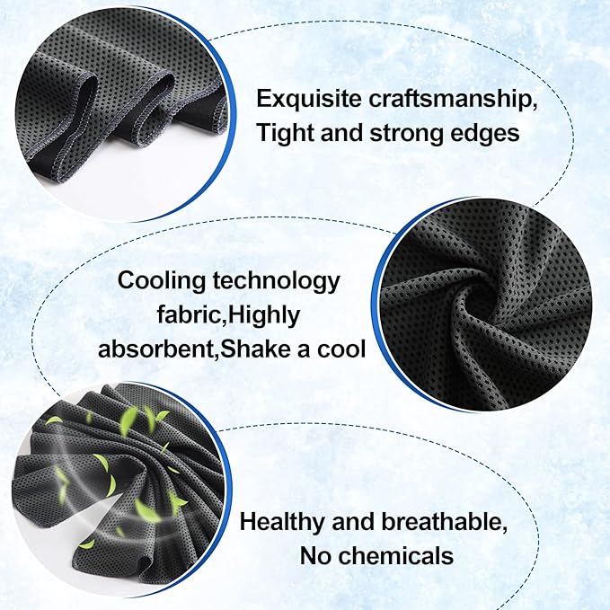 Shellwei 50 Pcs Cooling Towel 40 x 12 Inch Microfiber Workout Towels Breathable Chilly Towel Ice Cool Cold Towels Bulk Fast Drying Absorbent Sweat Rag for Neck Yoga Sports Golf Gym-FlexoryFit