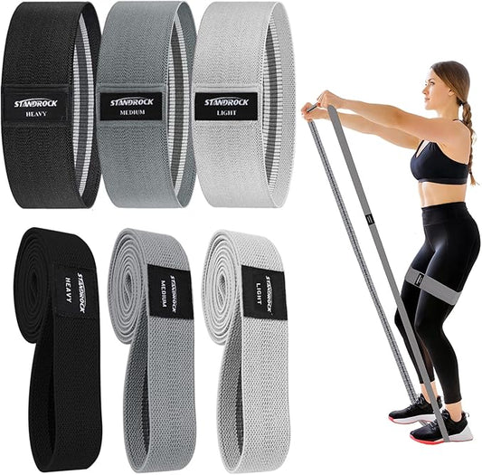 Fabric Resistance Bands for Working Out, 3 and 4 Levels Booty Bands Long Resistance Bands for Women and Men | Elastic Bands for Exercise Bands Resistance Workout Bands Resistance-FlexoryFit