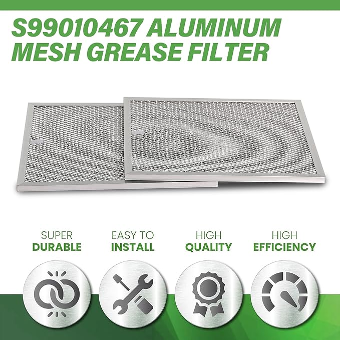 [2PCS] S99010467 99010467 Range Hood Aluminum Mesh Grease Filter Replacement 11-1/2 X 11-1/2 X 3/8 Inches.