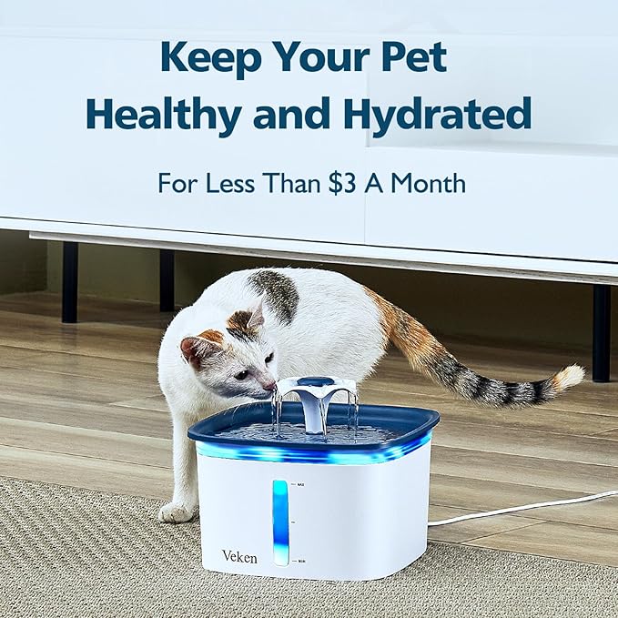 Veken Cat Water Fountain Filter, Classic 12 Pack Replacement Filters & 12 Pack Replacement Pre-Filter Sponges for 50oz, 84oz, 95oz Automatic Pet Fountain Dog Water Dispenser