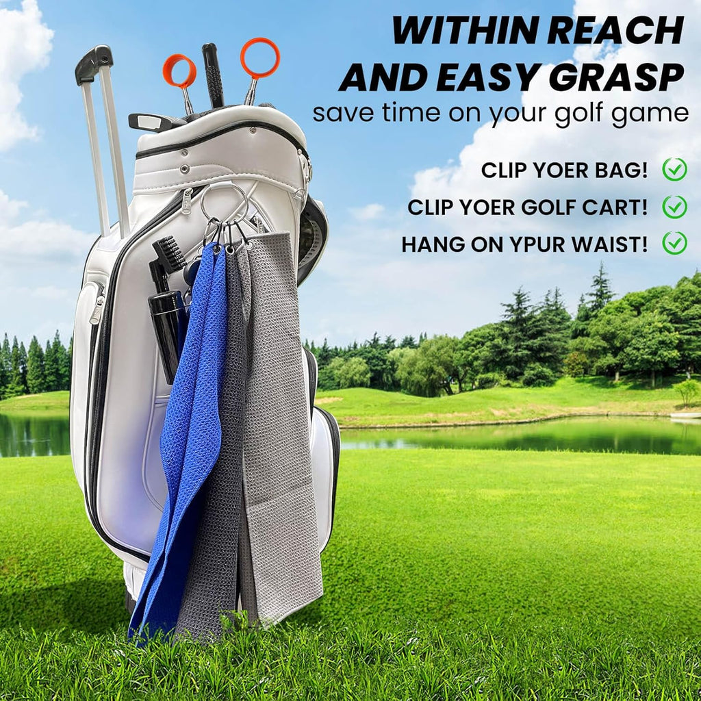 Golf Club Cleaner, Non-Leaking Stretchable Golf Club Brush with Microfiber Golf Towel (23.6 * 15.7 in), Strong Bristles Golf Brush Can Hold 5oz Water, Essentials Golf Accessories for Men