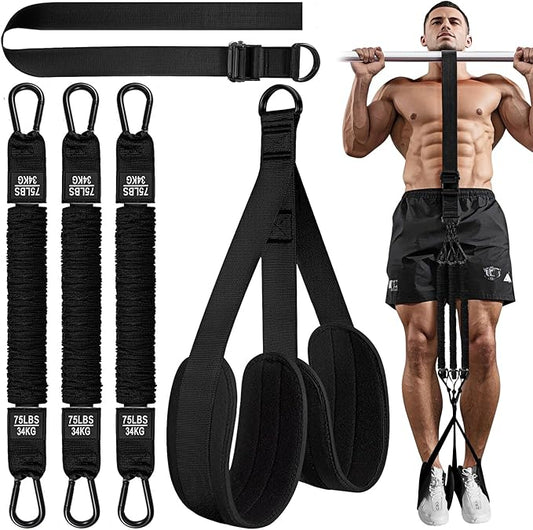HPYGN Pull Up Assistance Bands, Heavy Duty Resistance Band for Pull Up Bar, Adjustable Weight/Size with Fabric Feet/Knee Rest, Bands for Pull Up Assist for Strength Training, Pull Up Assist Band-FlexoryFit