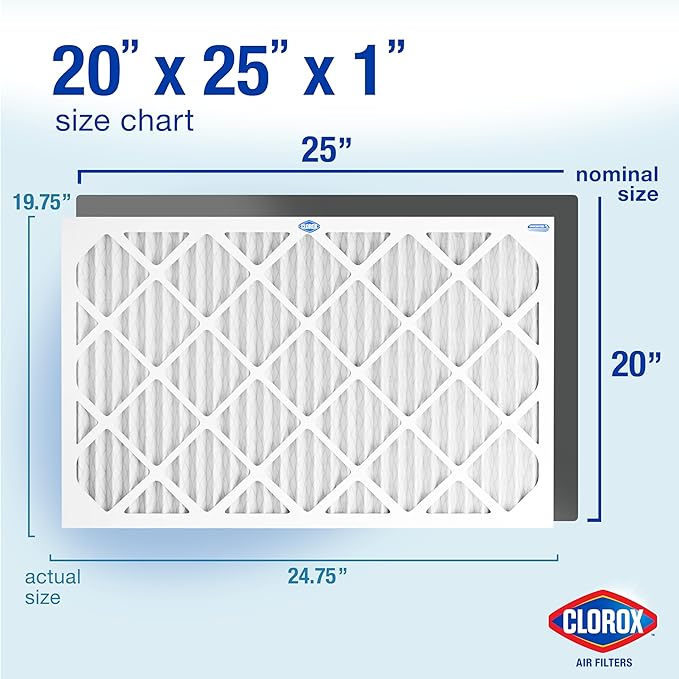 Clorox 20x25x1 Air Filter, MERV 13 Pleated HVAC AC Furnace Air Filters, MPR 1500 & FPR 10 – Pack of 4