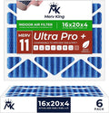 MervKing 16x20x4 Air Filter Actual Size: 15.88" x 19.88" x 4.31" MERV 11 MPR 1000-1200 | MADE IN USA | 6-Pack | Pleated HVAC AC Furnace Replacement