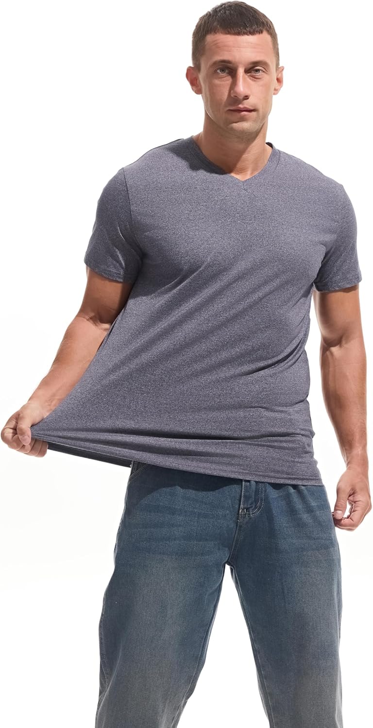 VEIISAR Premium V Neck T Shirts for Men - Modern Fitted Tees Vneck Undershirts