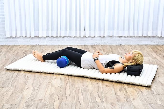Leewadee Small Yoga Bolster – Shape-Retaining Cervical Neck Roll, Tube Pillow for Comfortable Reading, Kapok Filling, 22 x 6 x 6 inches-FlexoryFit