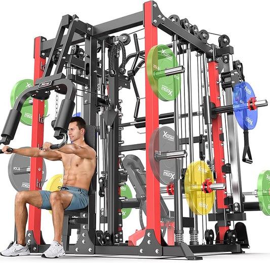 Power Cage,1600lbs Multi-Function Power Rack with Adjustable Cable Crossover System and More Training Attachment, Weight Cage for Home Gym-FlexoryFit