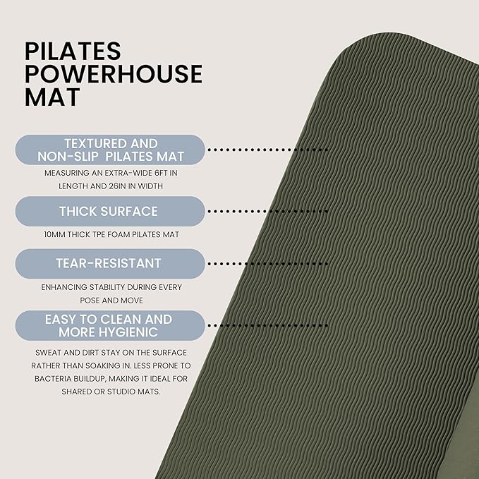 Lindywell Pilates Yoga Workout Mat Non Slip 6mm, 8mm, 10mm Thick - 6ft x 26in-FlexoryFit