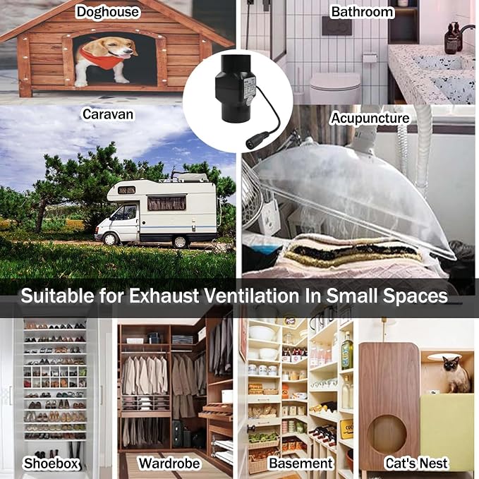 2“ Inline Duct Fan 12V 22 Cfm HVAC Quiet Exhaust Blower Small Ventilation Fan - Image 4