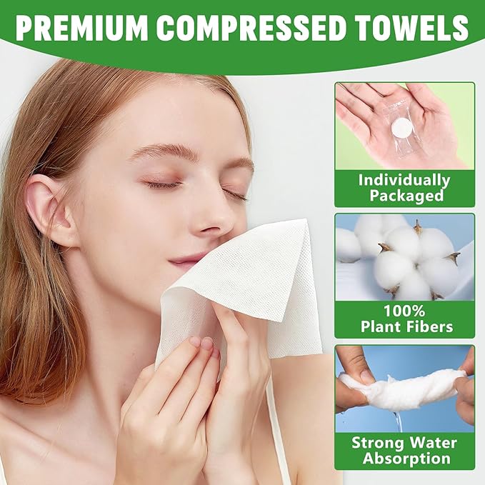 1000 PCS Compressed Towel, Mini Compressed Towel Tablets, Disposable Compressed Face Towels, Camping Towel, Portable Bulk Compressed Coin Tissues for Home, Travel, Outdoor Sports-FlexoryFit