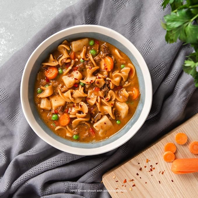 HMR Vegetable Stew with Beef Entrée | Pre-packaged Lunch or Dinner to Support Weight Loss | Ready to Eat | 13g of Protein | Low Calorie Food | 8oz Serving per Meal | Pack of 6-FlexoryFit