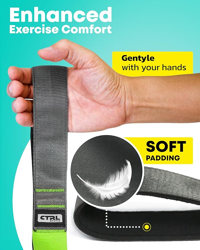Stretching Strap with Loops - Non Elastic Stretch Band for Physical Therapy, Yoga Strap for Stretching Equipment, Stretch Bands for Exercise and Flexibility - Fascia, Hamstring & Leg Stretcher Belt-FlexoryFit