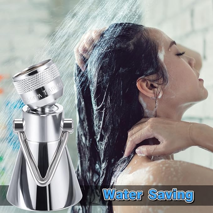 Enhon 2 Setting Pivoting Single Spray Shower Head with Shut Off Valve, Replacement for 52650-PK Compatible with Delta Shower, 2.5 GPM Brass Water Saving Shower Head 1 5/8" Diameter Spray Face(1 Pack)