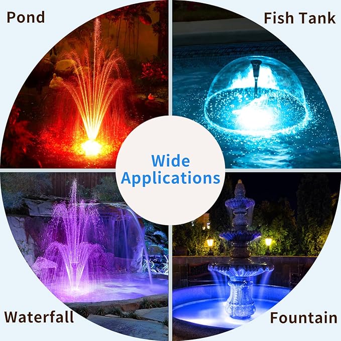 Antfraer Pond Filter with LED Lights, RGB Pond Filter with 660GPH Pump Fountain Kit, Filter Box with RGB Auto-Cycle LED Lights & 3 Spray Modes for Outdoor Ponds Clean Clear and Build Water Features