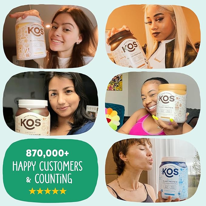 KOS Vegan Protein Powder, Unflavored & Unsweetened - Low Carb Pea Protein Blend, Organic Superfood Rich in Vitamins & Minerals - Keto, Soy, Dairy Free - Meal Replacement for Women & Men - 28 Servings-FlexoryFit