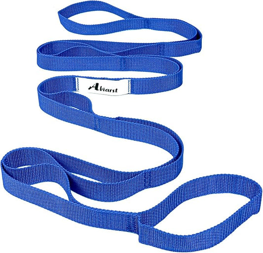 Stretching Strap Yoga Straps for Physical Therapy, 10 Loops Non-Elastic Stretch Band for Pilates, Flexibility, Exercise and Gymnastics-FlexoryFit