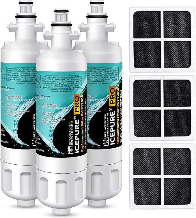 ICEPURE PRO 469690 ADQ36006101 NSF401&473 Certificated Replacement for LG LT700P Kenmore Elite 9690, ADQ36006102, LFXS30766S, LFX28968ST, LFX31925ST, RWF1052, LT120F, Refrigerator Water and Air Filter