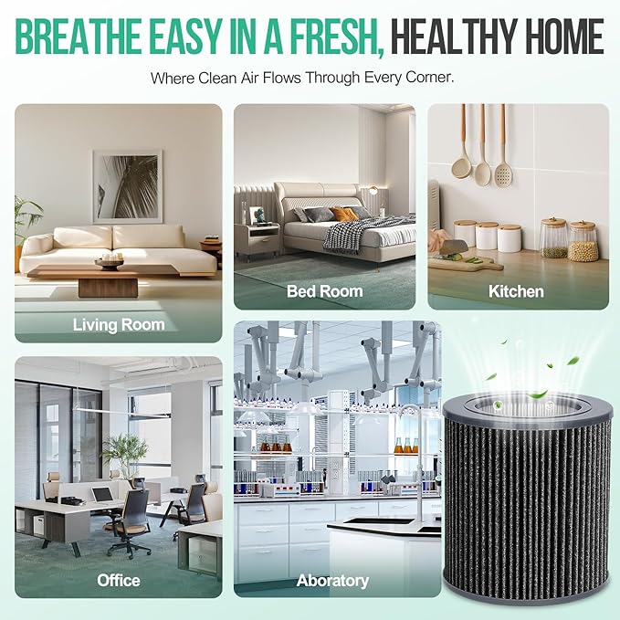 2 Pack Air Mini Replacement Filters Compatible with MolekuleAir Mini & Air Mini+ Air Purifiers, 3-in-1 High-Efficiency True HEPA Replacement Filter (Black, 2 Pack Replacement Filters)