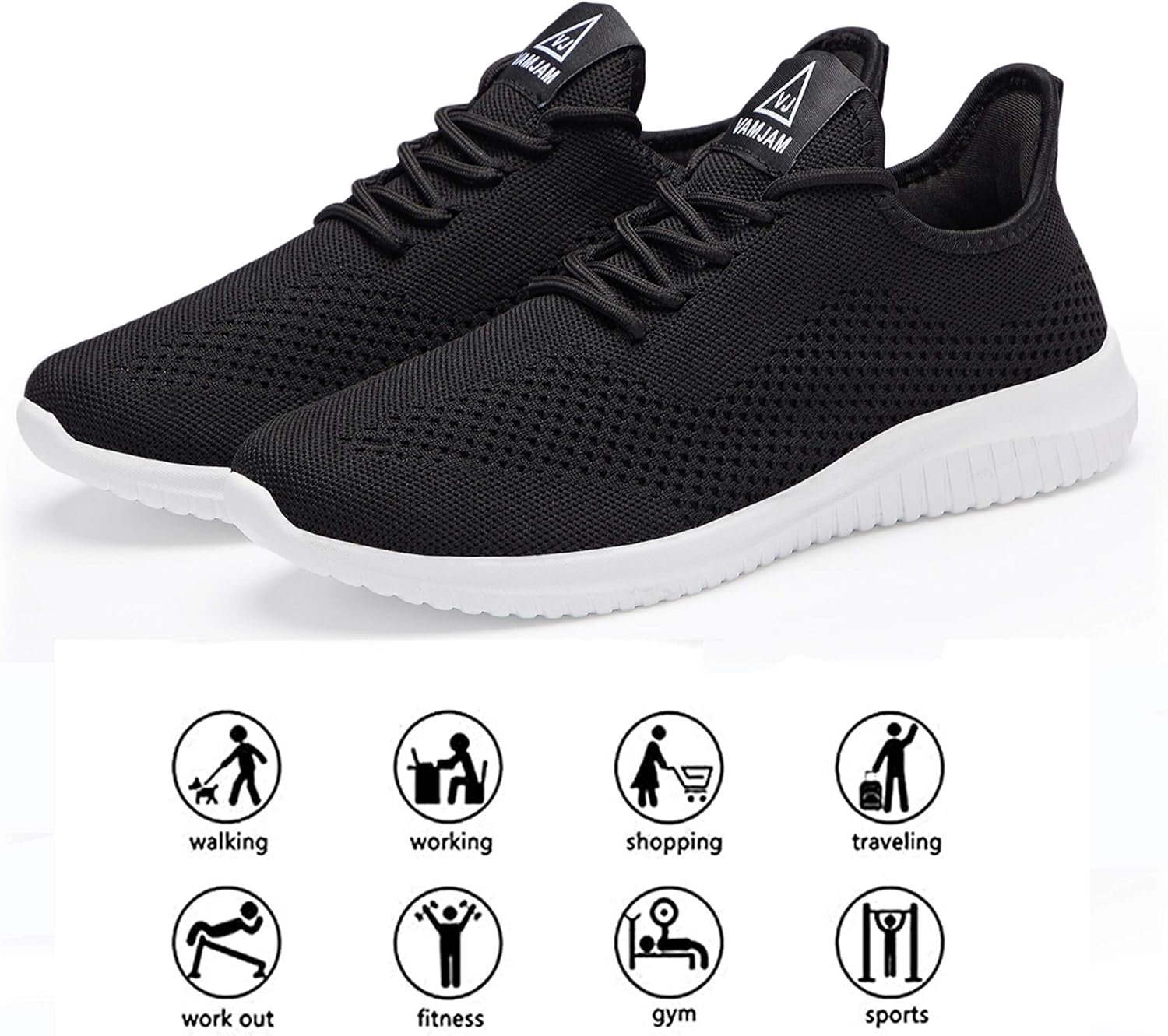 VAMJAM Men's Running Shoes Ultra Lightweight Breathable Walking Shoes Non Slip Athletic Fashion Sneakers Mesh Workout Casual Sports Shoes