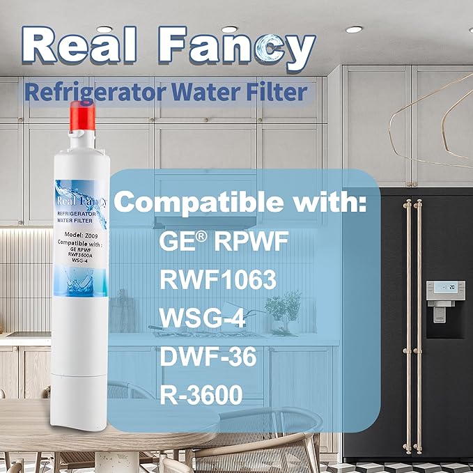 Water Filter Replacement for GE® RPWF (Without CHIP) Refrigerator Water Filter, Compatible with RWF1063, RWF3600A, WDS-RPWF, WSG-4, DWF-36, R-3600, AQF-RPWF, MPF15350, 1 Pack