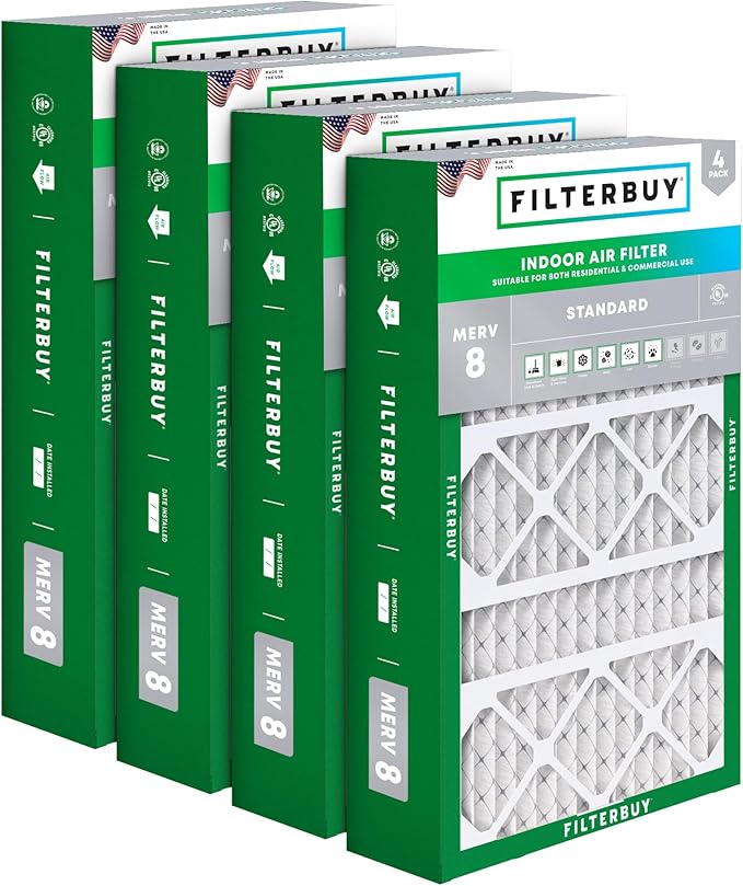 Filterbuy 17x26x4 Air Filter MERV 8 (MPR 700) Dust Defense Replacement (4-Pack), Pleated HVAC AC Furnace Filters for Lennox (Actual Size: 16.56 x 25.94 x 4.13)