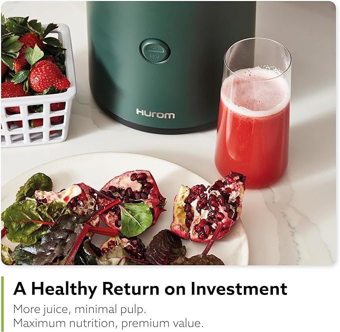 Hurom H320 Cold Press Juicer Machine, Easy to Clean Masticating Slow Juicer, Coarse Strainers, Self-Feeding, Hands Free, Family Size, Quiet Motor, Easy Assembly (Kale/Dark Green)-FlexoryFit