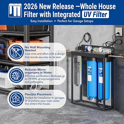 WF3-03 3-Stage Free-Standing Whole House Water Filtration System, UV Filter - Image 2