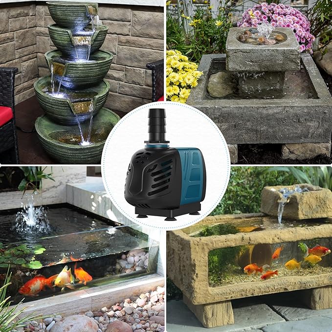 Uniclife Aquarium 400 GPH Submersible and Inline Water Pump 30W 6ft High Lift AC 120 V Quiet Adjustable Return Pump with 6 ft. Power Cord for Fish Tanks Pond Waterfalls Fountains Sumps and Gardens