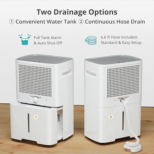 Kesnos 4,500 Sq. Ft. Energy Star Dehumidifier for Home, 52 Pint Dehumidifier with Drain Hose for Basement, Bedroom, Bathroom, Room, Featuring Front Display, 24H Timer and Auto Defrost Function