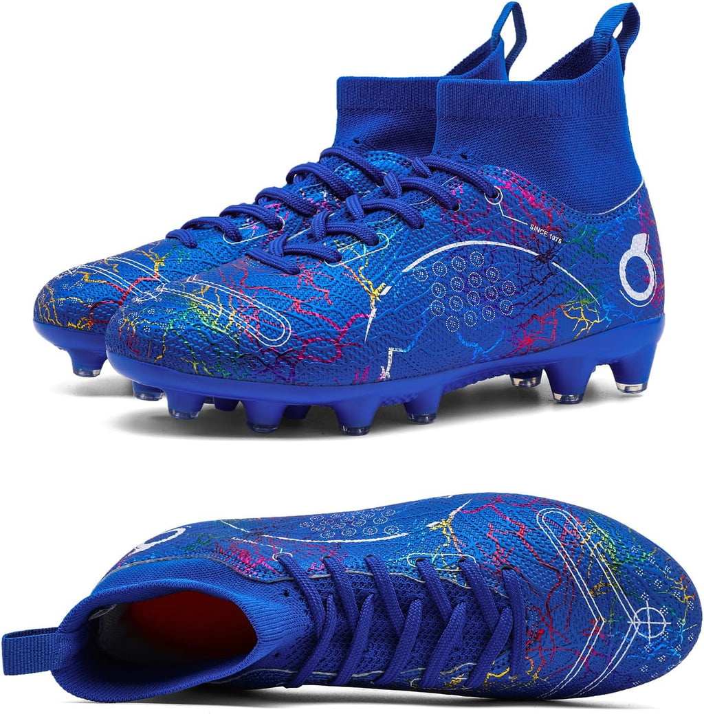 Boys' Soccer Shoes Kids Firm Ground Soccer Cleats Girls Athletic Sneakers Outdoor Turf Football Shoes for Little/Big Kid
