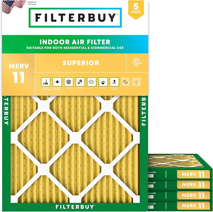 Filterbuy 15x20x1 Air Filter MERV 11 Superior Pet & Allergy Defense, by Filterbuy