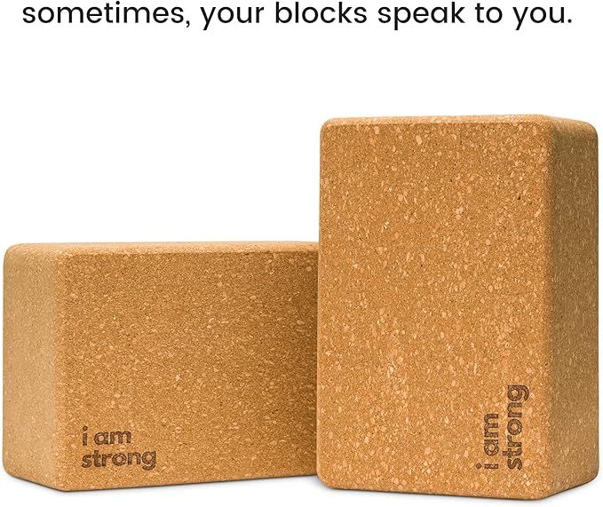Premium Cork Yoga Blocks - Extra Large Yoga Block 2-Pack or Extra Tall 1-Pack for Inflexible Yogis | Natural, High-Density Cork for Superior Support & Stability | Optional Yoga Strap & Gift Box-FlexoryFit
