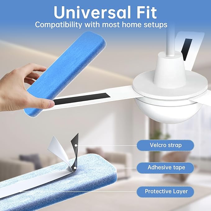 Ceiling Fan Filters for Blades - Fan Filters for Ceiling fan Blades,Content for Common Household Contaminants Easy-Stick Universal Fit,Unscented (10-Count)