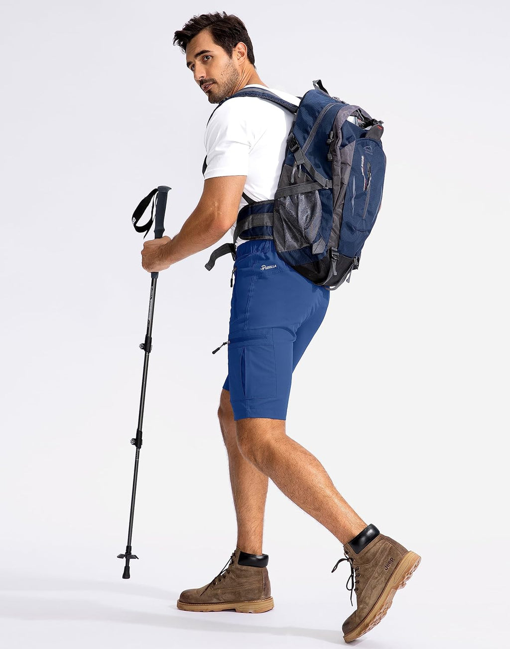 Pudolla Men's Hiking Cargo Shorts 9" Lightweight Outdoor Work Shorts for Men Travel Golf Camping Casual with 5 Zipper Pockets