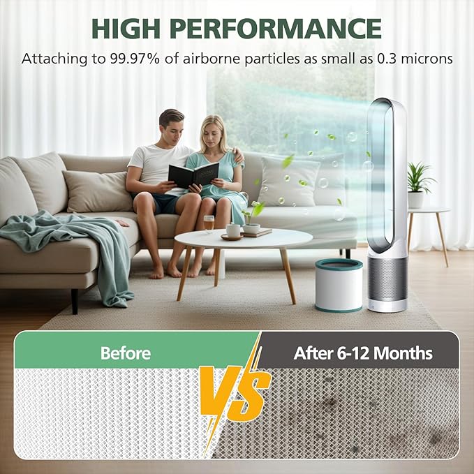 TP01 HEPA Replacement Filter Compatible with Dyson Tower Purifier Pure Cool Link TP01, TP02, TP03, AM11, BP01 Models, Compare to Part 968126-03, 2 Pack