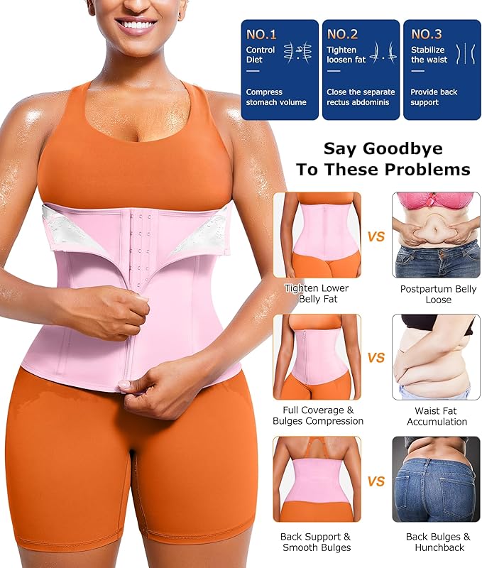 TrainingGirl Waist Trainer for Women Lower Belly Waist Trimmer Corset Tummy Wrap Workout Sweat Belt Band Sports Sauna Suit